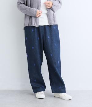 ユーカリ刺繍パンツ（インディゴ・M）