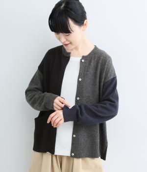 miscエキストラファインメリノクルーワイドカーディガン(チャコールブラック-M)