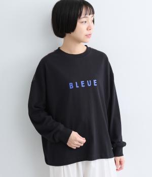 USコットンアソートロゴ袖口リブロンT（ブラック×ブルー・M）