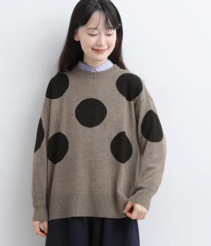【10月28日発売予定】ドットインターシャゆるプルニット（モカ・M）