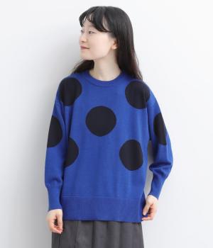【10月28日発売予定】ドットインターシャゆるプルニット（ダークブルー・M）