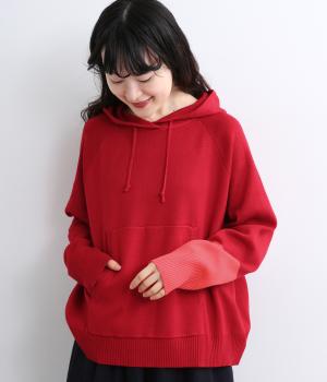 プレーティング総針プルパーカ（レッド・M）