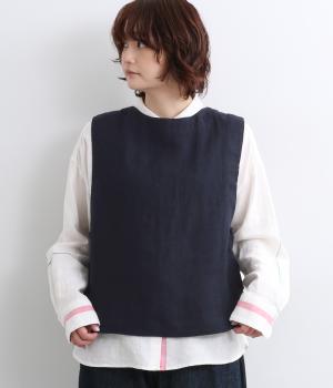 リネンビエラ起毛2wayベスト（ネイビー・M）