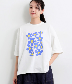 フラワープリントT(オフホワイト-ONESIZE)