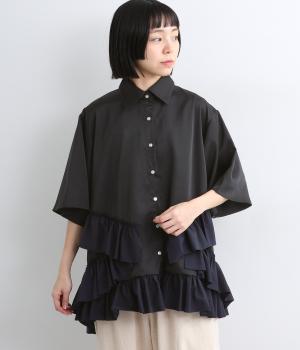 ボリュームフリルシャツ(ブラック-2)