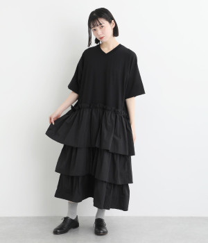 ティアードワンピース(ブラック-ONESIZE)