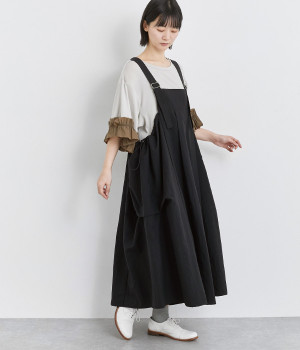 ドローストリング　ジャンパースカート(ブラック-ONESIZE)