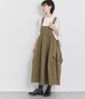 ドローストリング　ジャンパースカート(カーキ-ONESIZE)