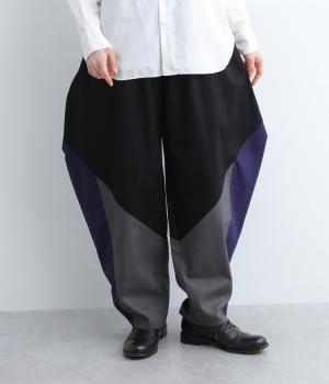 コットンブロックカラーパンツ(ブラック-2)