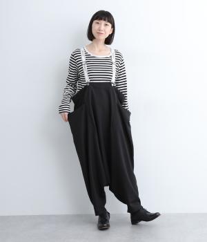 ポリエステルサルエルサロペット(ブラック-2)