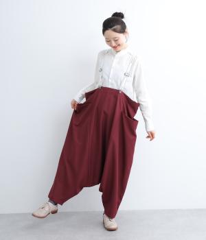 ポリエステルサルエルサロペット(レッド-2)