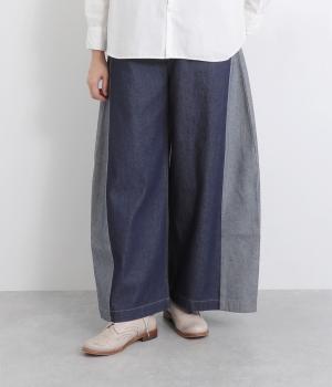 コットンデニムワイドパンツ(ワンウォッシュ-1)