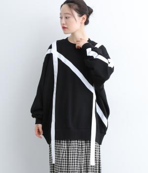 コットンNテープスウェットシャツ(ブラック-2)