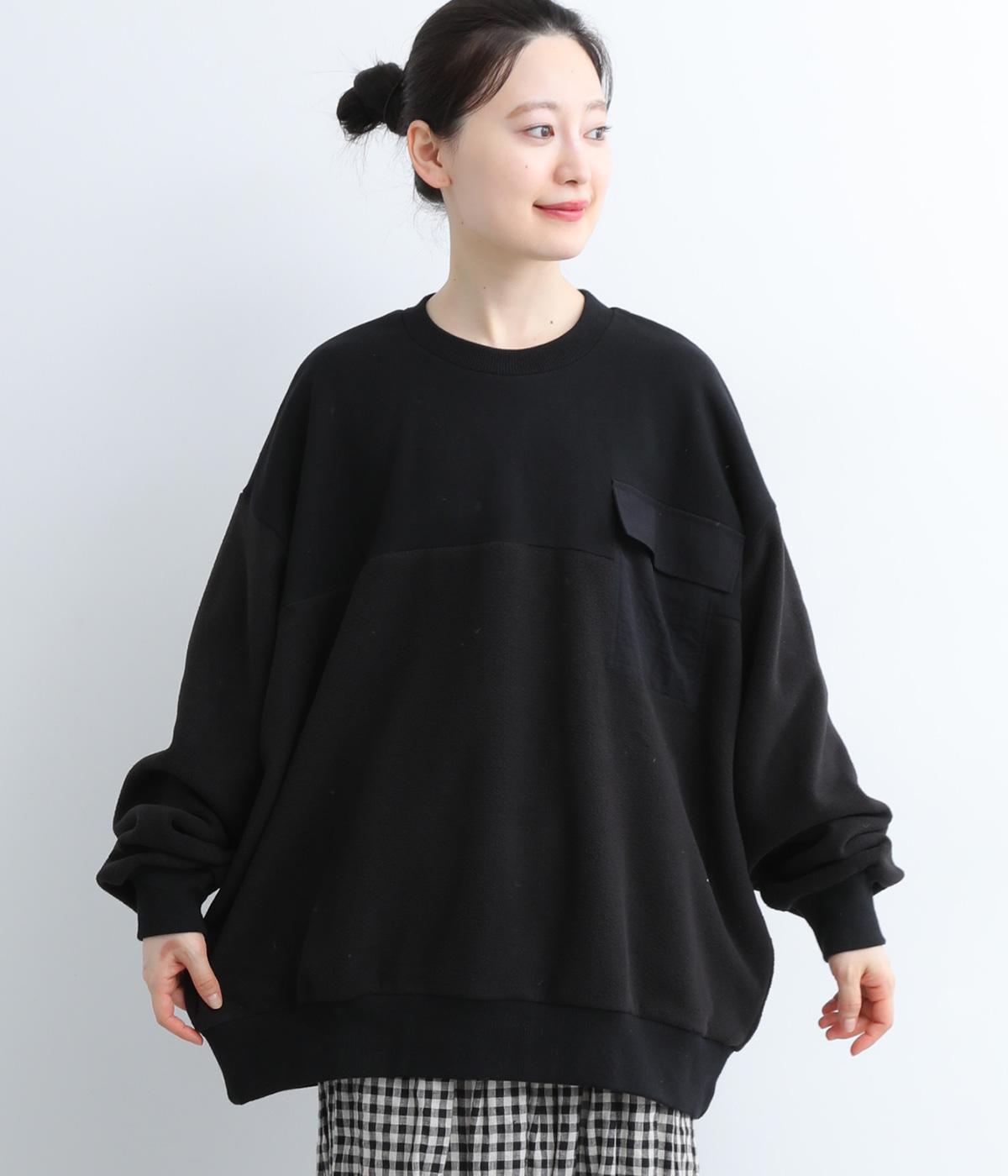 コットンフリースドッキングスウェット(ブラック-2)