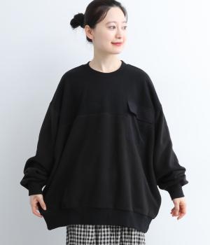 コットンフリースドッキングスウェット(ブラック-2)