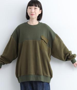 コットンフリースドッキングスウェット(カーキ-2)