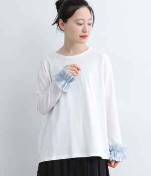 コットンダブルフリルスリーブTシャツ(オフホワイト-2)
