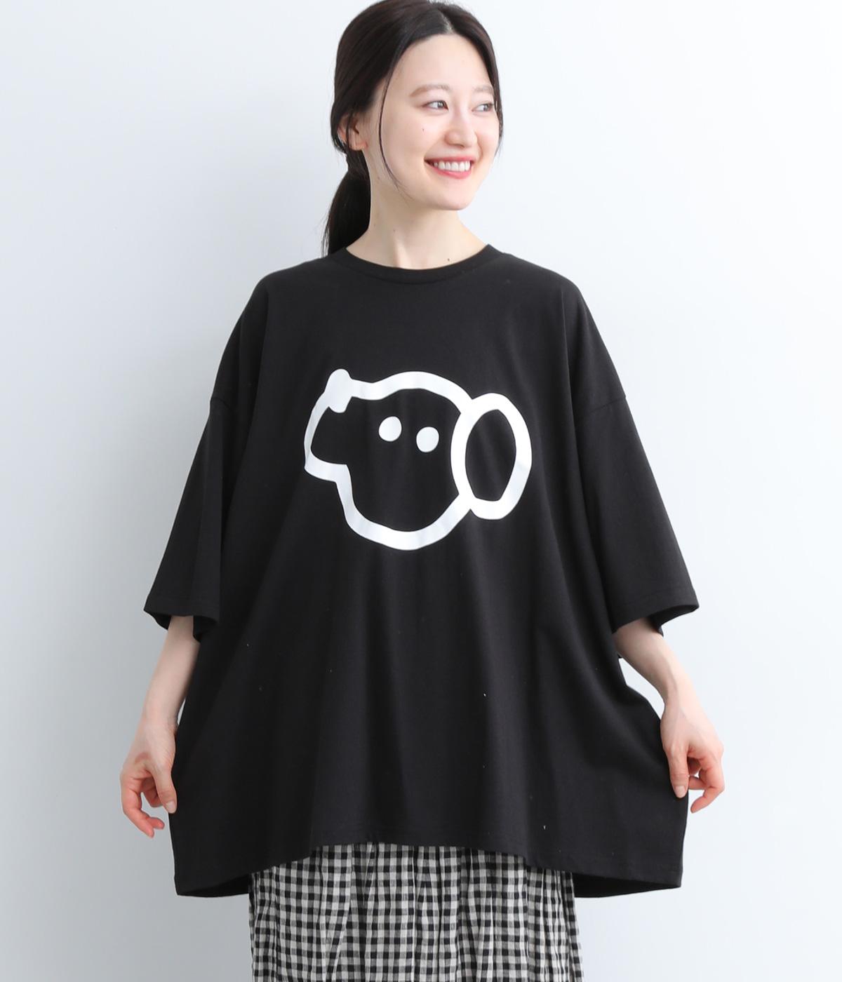 コットンゆるinuinuTシャツ(ブラック-2)