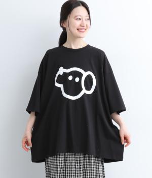 コットンゆるinuinuTシャツ(ブラック-2)