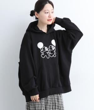 コットン風船inuinuワッペンフーディ(ブラック-2)