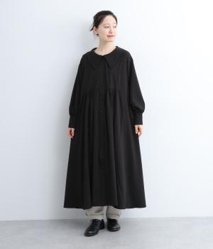 ボリュームギャザーワンピースドレス(ブラック-1)