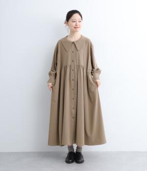 ボリュームギャザーワンピースドレス(ブラウン-1)