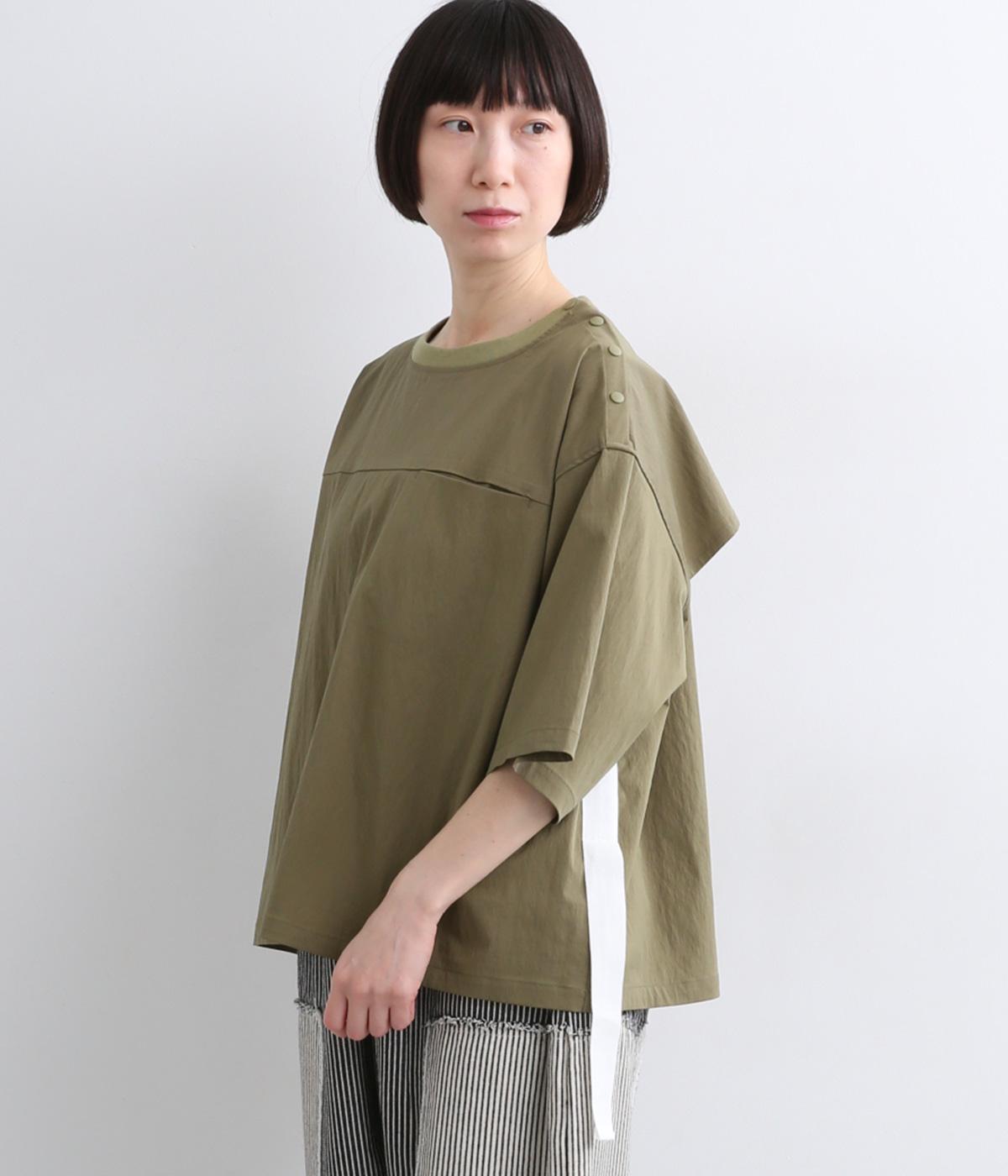 サイドテープTシャツ(カーキ-2)