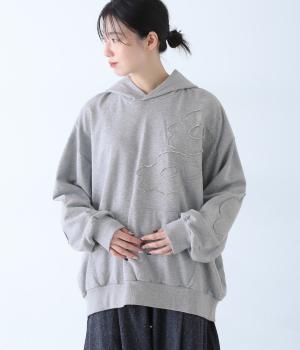 フラワーワッペントレーナー（グレー・1）