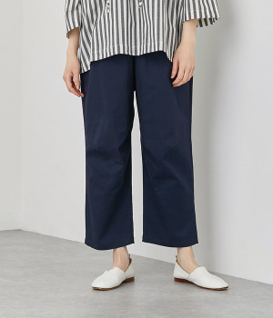 ストレッチツイル コクーンパンツ(ネイビー-ONESIZE)