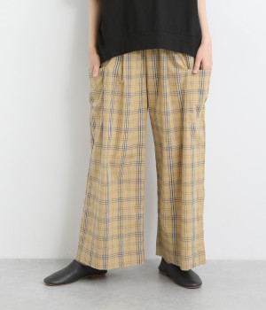 コットンチェック フィッシャーマンパンツ(ベージュ-ONESIZE)