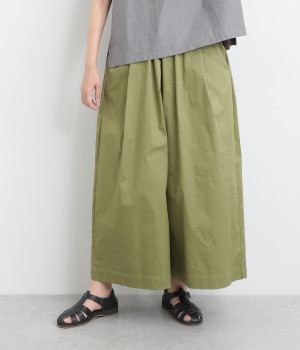 ストレッチツイル ワイドタックパンツ(サージ-ONESIZE)