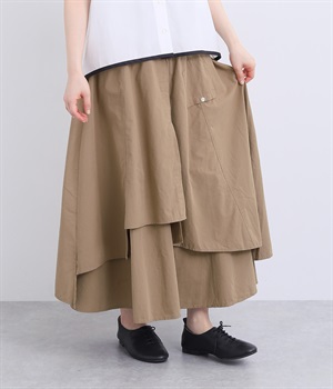 コットン シャツ風レイヤードスカート(コーヒー-ONESIZE)