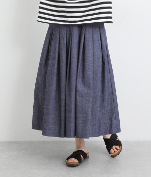 ライトデニム タックスカート(ネイビー-ONESIZE)