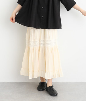 ソフトシュリンク レース切替スカート(ナチュラル-ONESIZE)