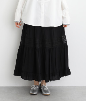 ソフトシュリンク レース切替スカート(ブラック-ONESIZE)