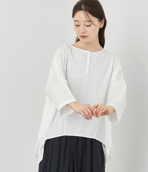 コットンドビー ヘンリーコクーンプルオーバー(オフホワイト-ONESIZE)