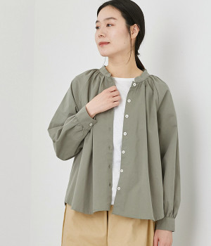 コットン ラグランギャザースモック(カーキ-ONESIZE)