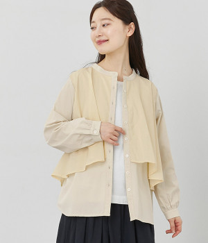 コットン レイヤードシャツ(サンド-ONESIZE)