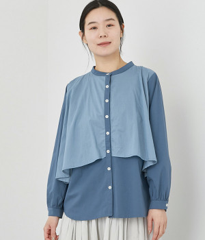 コットン レイヤードシャツ(ネイビー-ONESIZE)