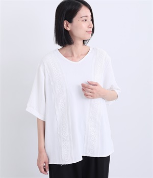 レース Vネックプルオーバー(オフホワイト-ONESIZE)