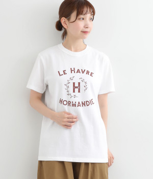 コットン LE HAVRE Tシャツ(オフホワイト×クリムゾン-ONESIZE)