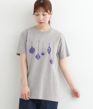 コットン ORNAMENTS Tシャツ(杢グレー×ナイト-ONESIZE)