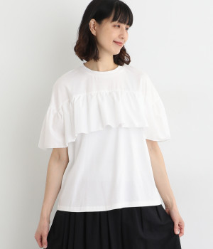 布帛切替フレアプルオーバー(オフホワイト-ONESIZE)