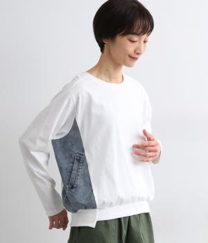 デニム切替プルオーバー(オフホワイト-F)