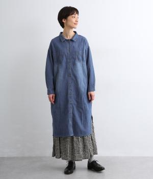 前開きシャツワンピース(ネイビー-F)