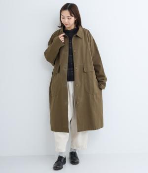 コットンワイドステンカラーコート(コーヒー-F)