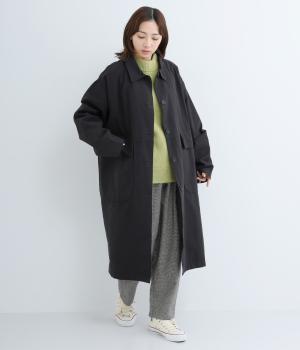 コットンワイドステンカラーコート(ブラック-F)