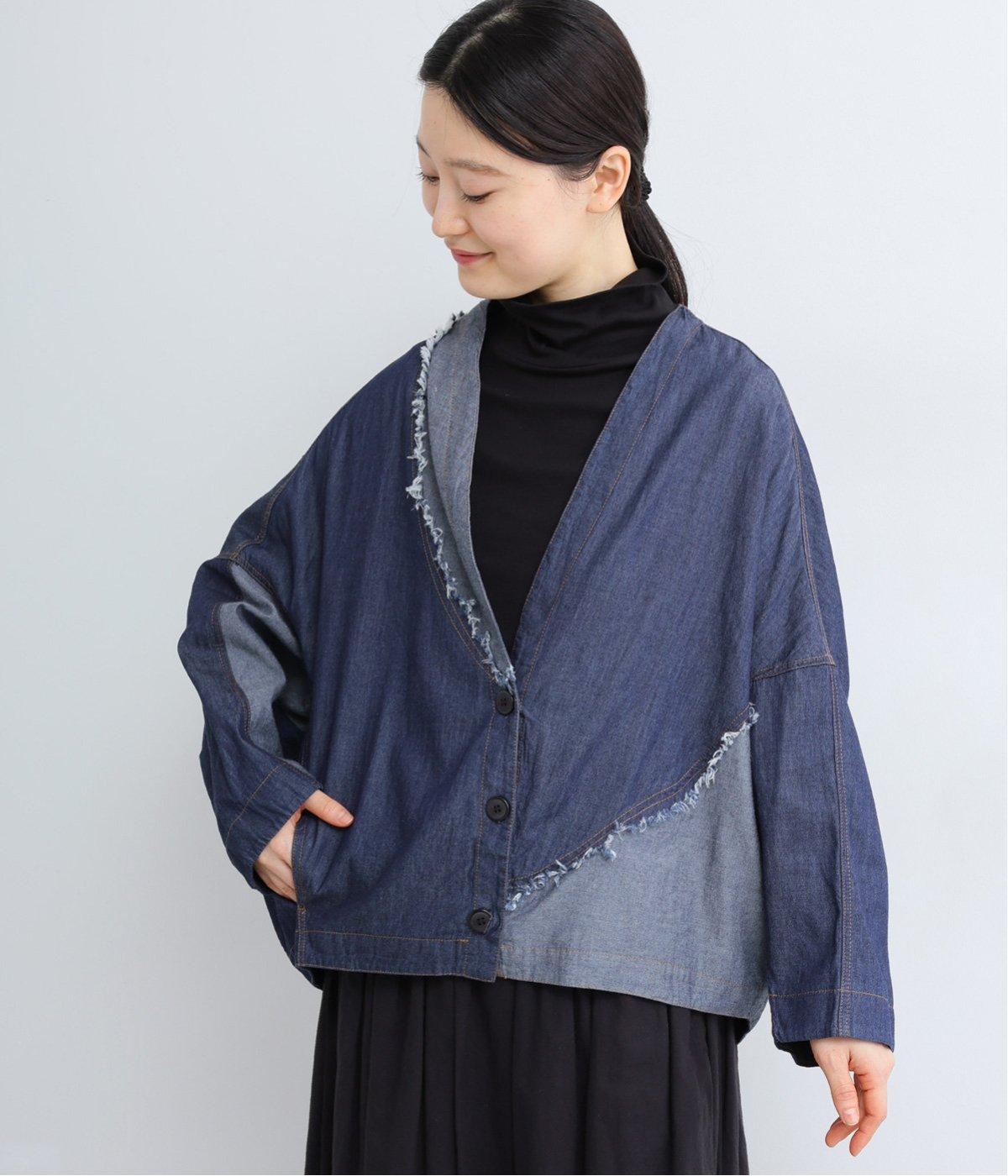 コットンパッチワークジャケット(ネイビー-F)