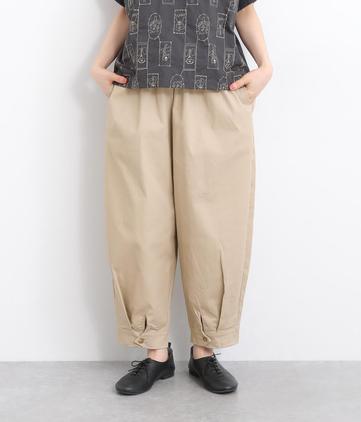 ストレッチツイルアンクルカフスパンツ(ベージュ-ONESIZE)