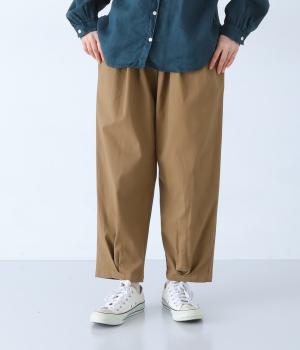 ストレッチツイル裾タックパンツ(キャメル-F)